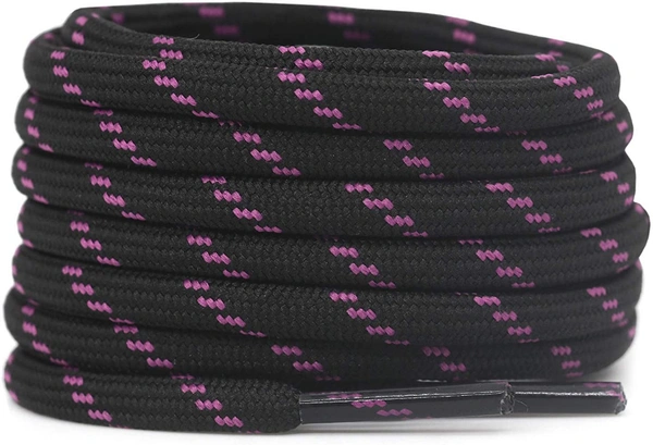 GRAH SANGRAH® (2 Pair) Shoelaces for Hiking Shoes, Outdoor Walking Sneakers, Outdoor Hiking, Climbing, Basketball, Work Boot, Running , Sport Shoes - 120 cm, Black Purple